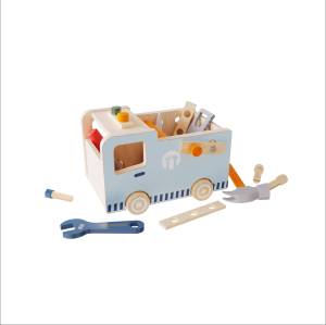 Construction Wooden Tool Truck Play Set Playset Toddler Tool Set Toy Trucks Kids Mechanic Workbench
