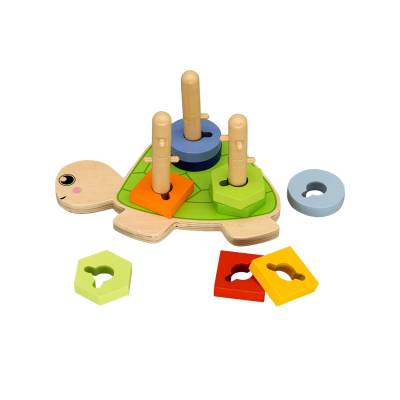 Sorting Turtle Wooden Geometric Sorting & Stacking Toy Montessori Shape Sorter Baby Toys Color Recognition Stacker Early Educational Block Puzzles for Kids 1 2 3 Years