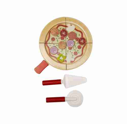 Forestoy Play Set "Pizza" with Toppings Cutting Food for Kids Pizza Toy Set Pretend Play Kitchen