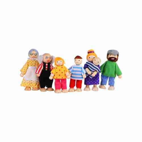 Wooden Doll House Accessories Wooden Doll Family 7 pcs Figures Bendable Dolls