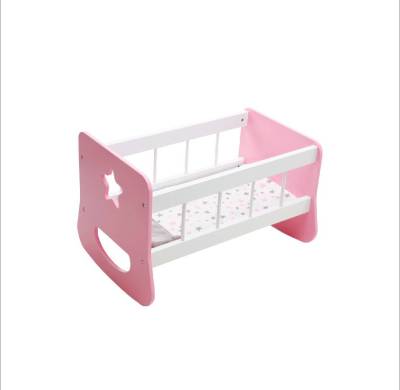 Forestoy Doll Furniture Baby Doll Cradle Wooden Furniture & Accessories for 18 inch Doll Pink