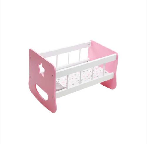 Forestoy Doll Furniture Baby Doll Cradle Wooden Furniture & Accessories for 18 inch Doll Pink