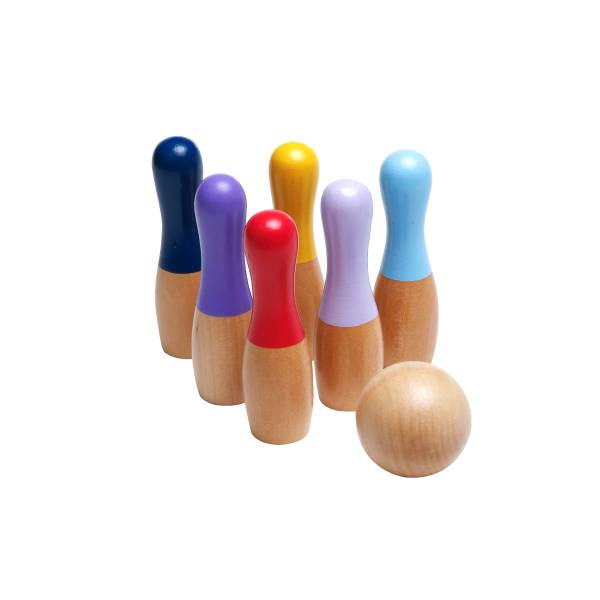 Forestoy Mini Bowling Set | Colorful Wooden Toy | Wood, 17cm Pins | Kids Outdoor & Indoor Play | OEM