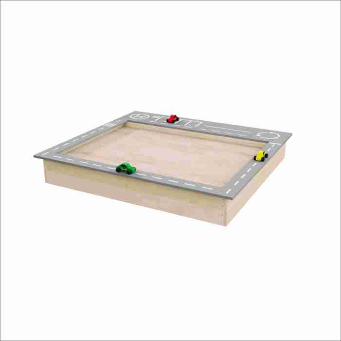 2 in 1 Multifunctional Wooden Sandbox Outdoor Wooden Sandpit with Wooden Car Toys