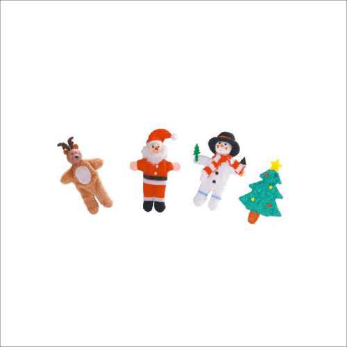 Forestoy Wooden Finger Puppets Set "Christmas" 4pcs Small Toys for Kids Finger Wooden Christmas Finger Puppets for Kids