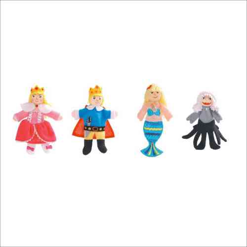 Forestoy Wooden Finger Puppets Set "Little Mermaid" 4pcs Puppets Toys for Theatre Storytelling Finger Puppets with Wooden Head