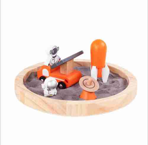 Forestoy Mini Wooden Sand Zen Garden "Space" Japanese Miniature Kit Miniature Ornaments Kit