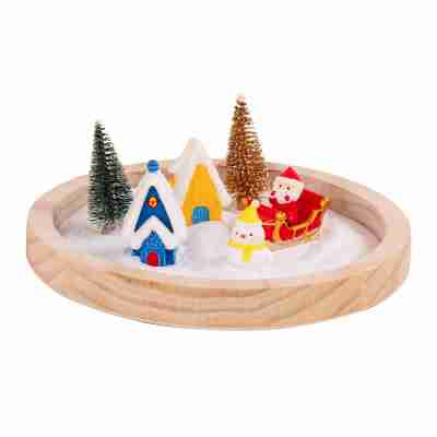 Forestoy Wooden Sand Zen Garden "Christmas" Sandbox Miniature Relaxation and Meditation Sand Tray