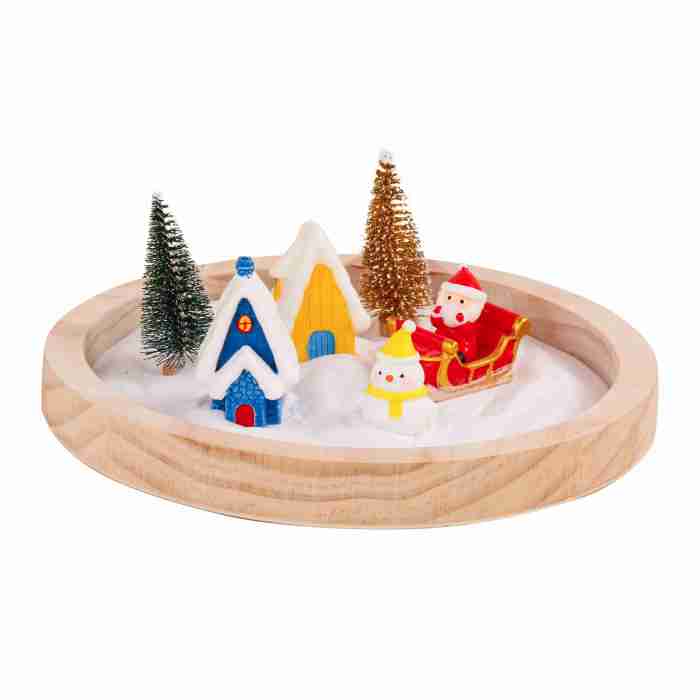Forestoy Wooden Sand Zen Garden "Christmas" Sandbox Miniature Relaxation and Meditation Sand Tray