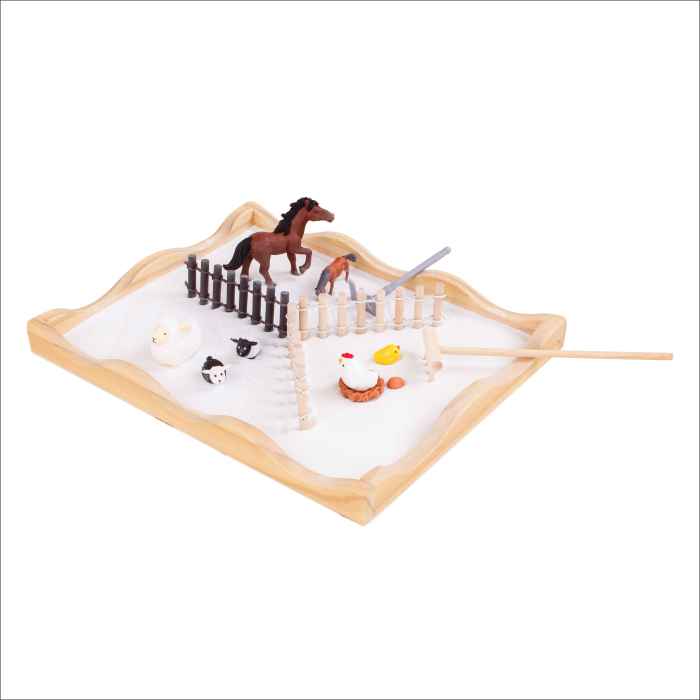Forestoy Wooden Sand Zen Garden "Farm" Mini Zen Garden Kit
