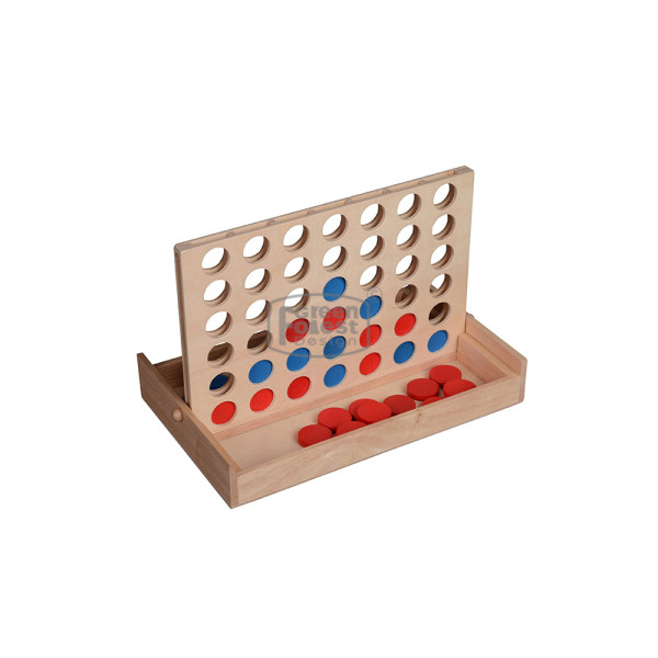Wooden 4-In-A-Row Wooden Connect Four Game | Classic Strategy Toy | Wood 2-Player Drop | OEM