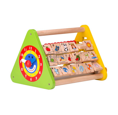 Activity Centre Triangle Toys flip Flop Alphabet Blocks Abacus Clock Activity Cube for Toddlers