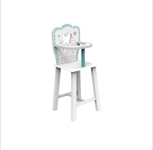 Forestoy Doll High Chair for 18-Inch Dolls Wooden Pretend Play Doll High Chair "Butterfly"