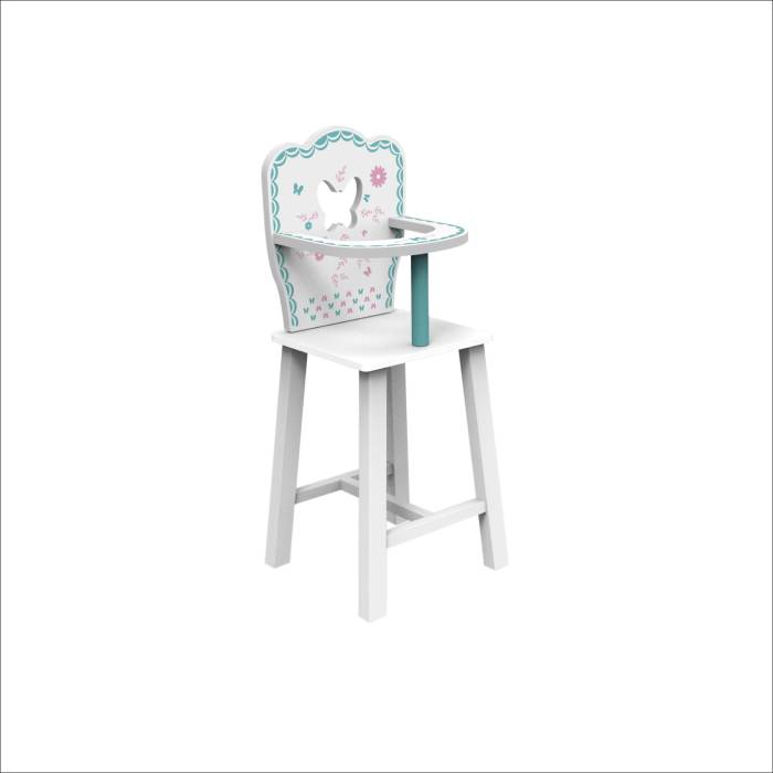 Forestoy Doll High Chair for 18-Inch Dolls Wooden Pretend Play Doll High Chair "Butterfly"