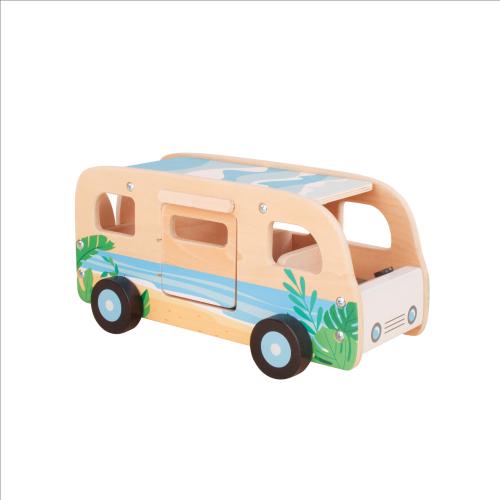 Adventure Wooden Camper Van Pretend Play with Surfboards Camping Toys for Toddlers