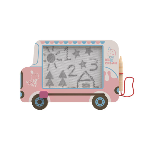 Wooden Magnetic Drawing Board - Kids' Educational Toy Bus