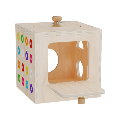 Wooden Shape Sorting and Stacking Toy for Toddlers - Educational Activity Cube