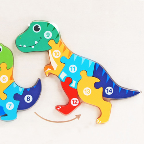 Wooden Dinosaur Puzzle for Kids - Educational Number Puzzle Toy