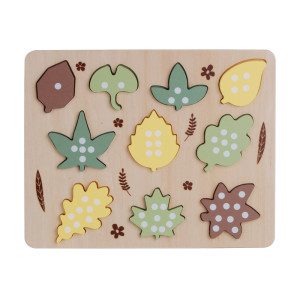 Wooden Leaf Number Puzzle for Kids - Educational Counting Toy