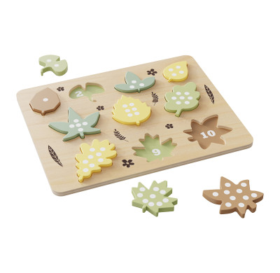 Wooden Leaf Number Puzzle for Kids - Educational Counting Toy