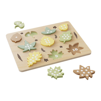 Wooden Leaf Number Puzzle for Kids - Educational Counting Toy