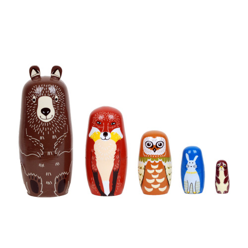 Wooden Animal Nesting Dolls – Cute Forest Animal Set for Kids