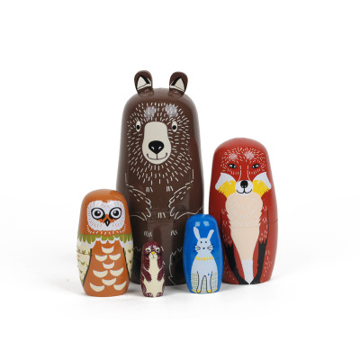 Wooden Animal Nesting Dolls – Cute Forest Animal Set for Kids