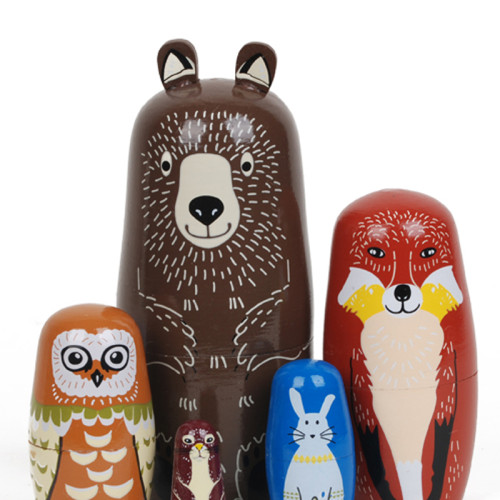 Wooden Animal Nesting Dolls – Cute Forest Animal Set for Kids