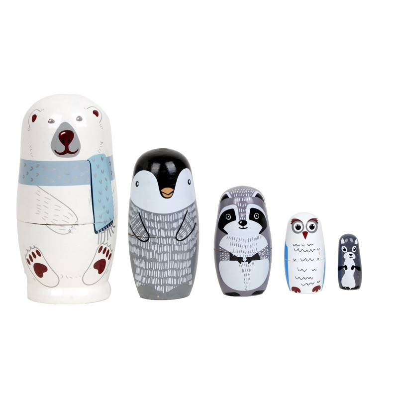 Wooden Arctic Animal Nesting Dolls