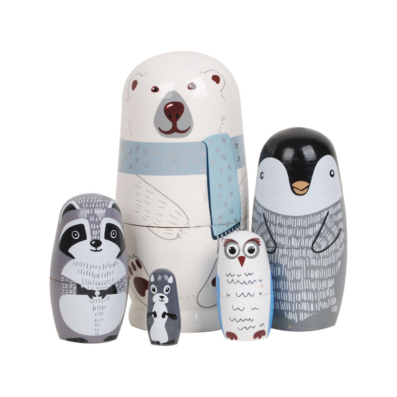 Wooden Arctic Animal Nesting Dolls