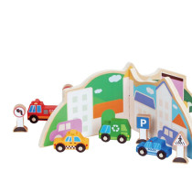 Wooden City Traffic Play Set – Car, Sign, and Traffic Light Toy Set for Kids