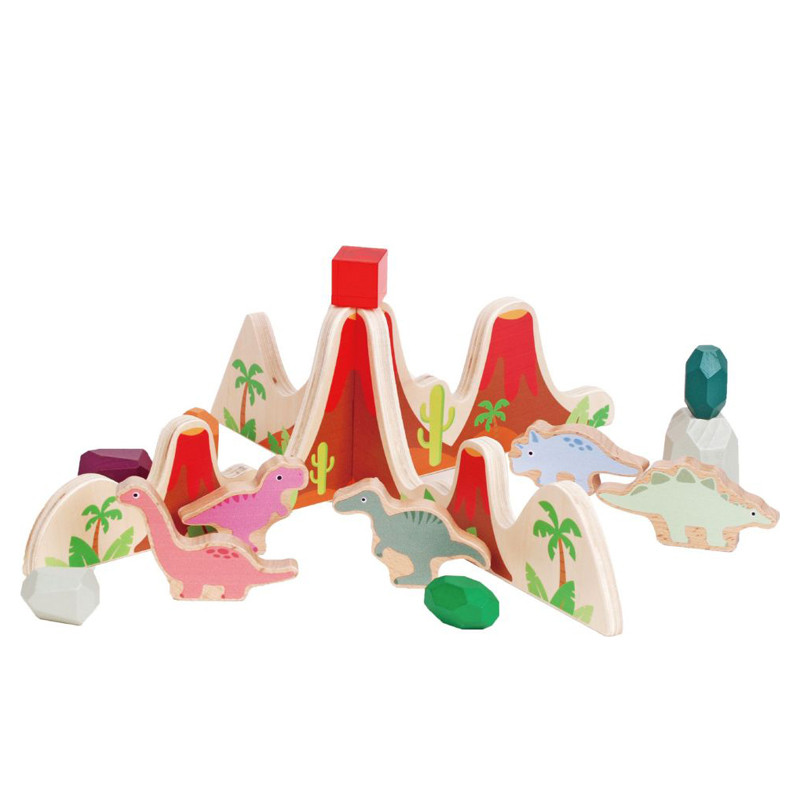 Wooden Dinosaur Volcano Playset