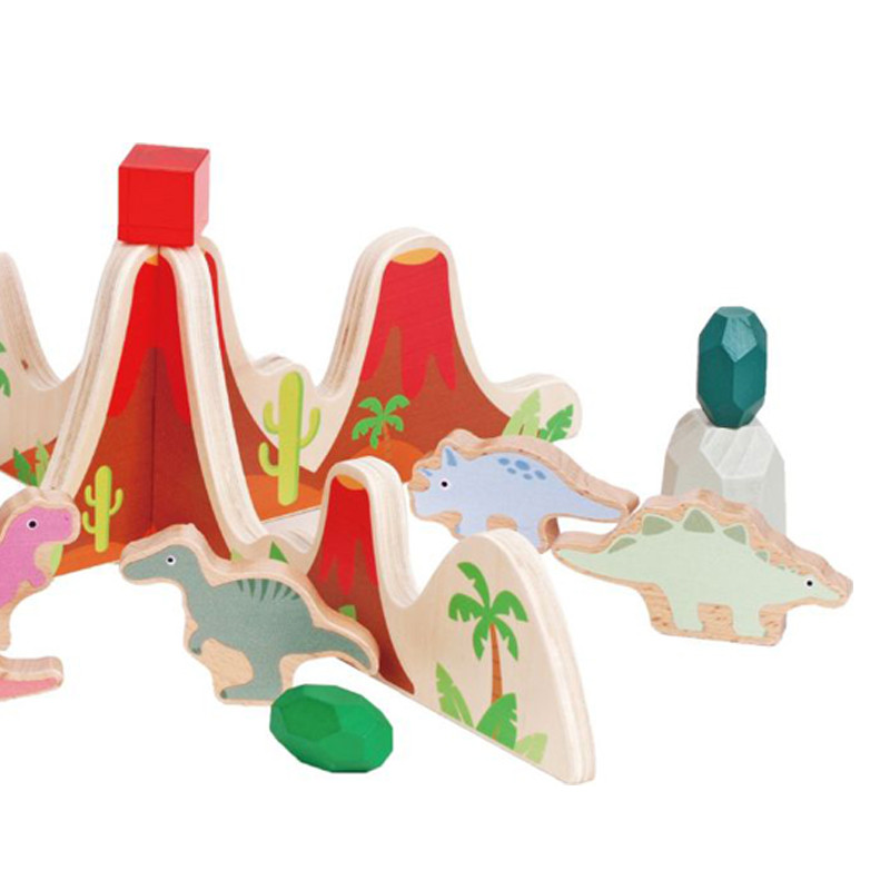 Wooden Dinosaur Volcano Playset