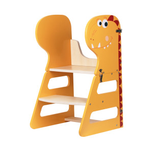 Dinosaur-Themed Kids Step Stool and Toy Organizer with Wheels