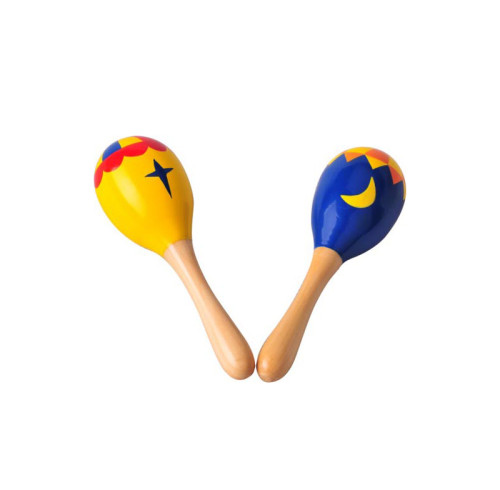 Vibrant Yellow and Purple Maraca Set with Floral Designs