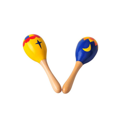 Vibrant Yellow and Purple Maraca Set with Floral Designs