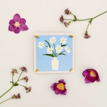Wooden Flower Press Kit with Blue Daisy Art Print