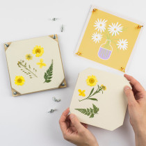 Wooden Flower Press Kit with Yellow Daisy Art Print