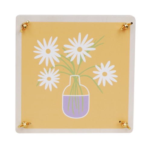Wooden Flower Press Kit with Yellow Daisy Art Print