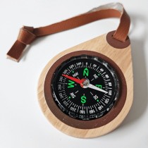 Wooden Compass with Leather Strap