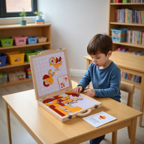 Magnetic Board Puzzle for Kids, Wooden, Educational Geometry Game, Portable Travel Toy, Customizable