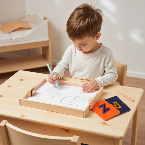 Sand Writing Tray Set, Educational Toy, Customizable Design, Wooden Craft