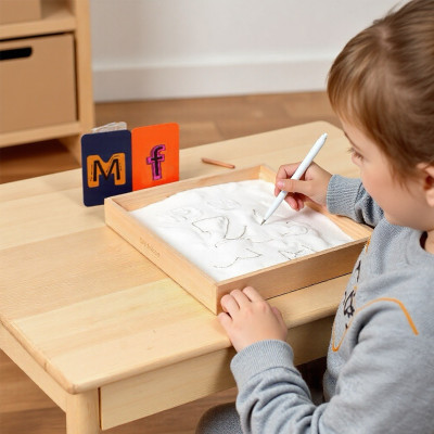 Sand Writing Tray Set, Educational Toy, Customizable Design, Wooden Craft