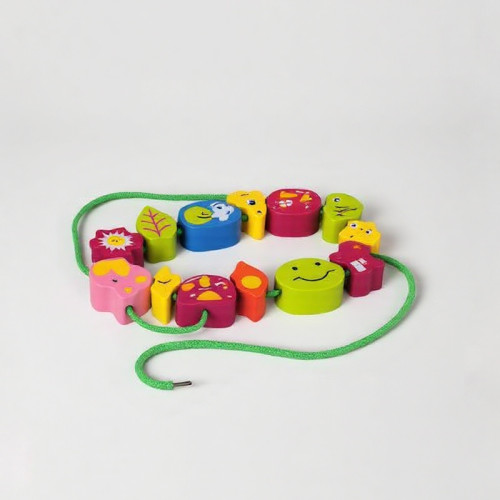 Wooden Lacing Beads Fun Set, Wooden Lacing Beads Nature Kit, Wooden Lacing Beads Playtime Pack, Wooden Lacing Beads Learning Toy