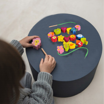 Wooden Lacing Beads Fun Set, Nature Kit, Playtime Pack, Lacing Beads Learning Toy