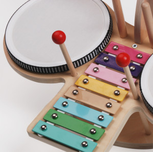 Wooden Drum Set | Drums, Xylophone, Cymbals | Wood Music | Indoor Music Education | Custom
