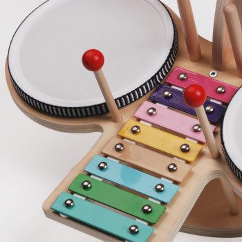 Wooden Drum Set | Drums, Xylophone, Cymbals | Wood Music | Indoor Music Education | Custom