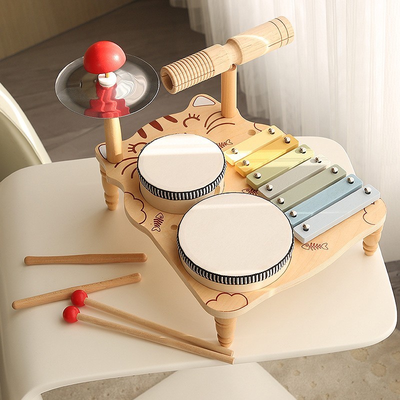Wooden Toy Drum Set