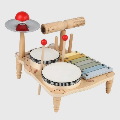 Wooden Toy Drum Set | Music Station | Solid Wood | Early Music Education for Kids | OEM Custom
