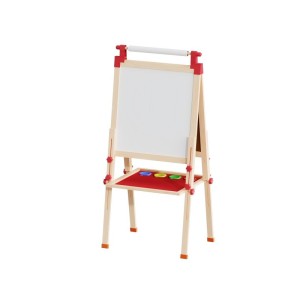 Children's Art Easel | Chalkboard, Whiteboard, Paper Roll Holder | Wood Adjustable Height, Custom